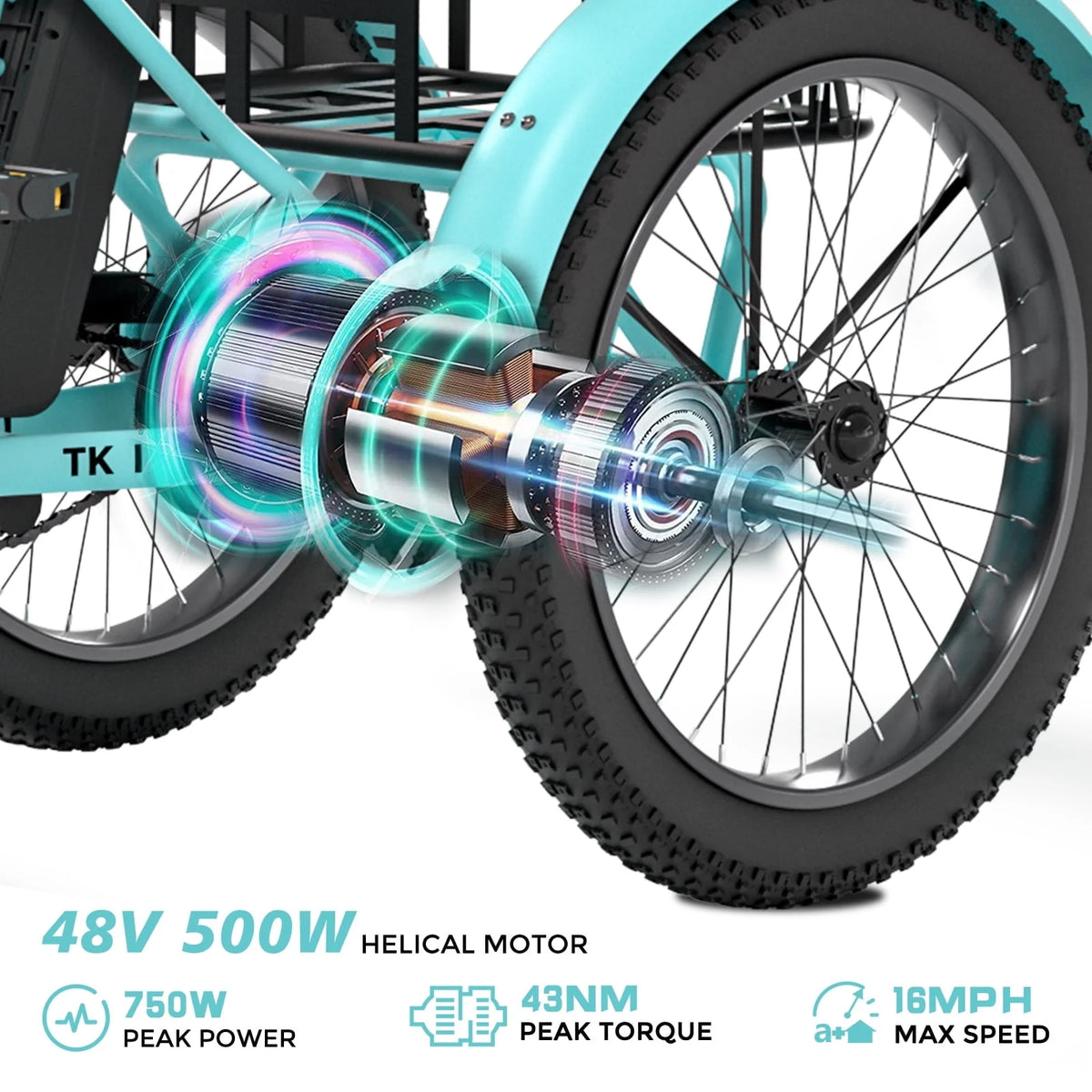 Electric Folding Tricycle with 500W Motor, 48v 14.5Ah Battery, 20*3in Fat Tires Y988