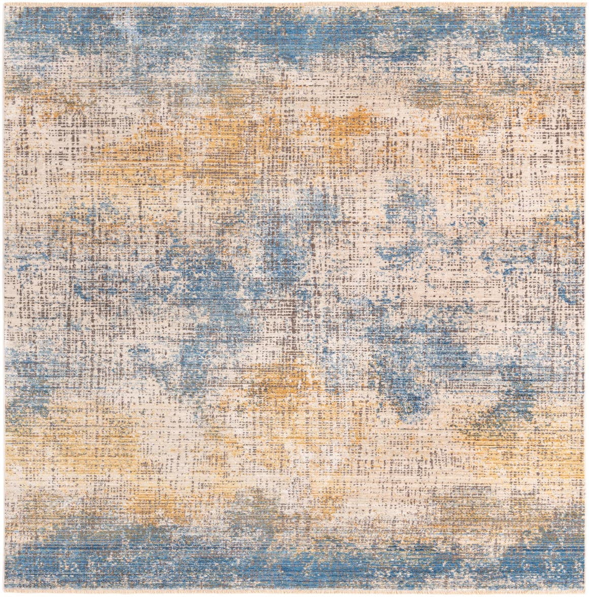 8 Ft Square Blue Ivory Medium Rug E752