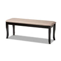 Sand Fabric Upholstered Wood Dining Bench R1456