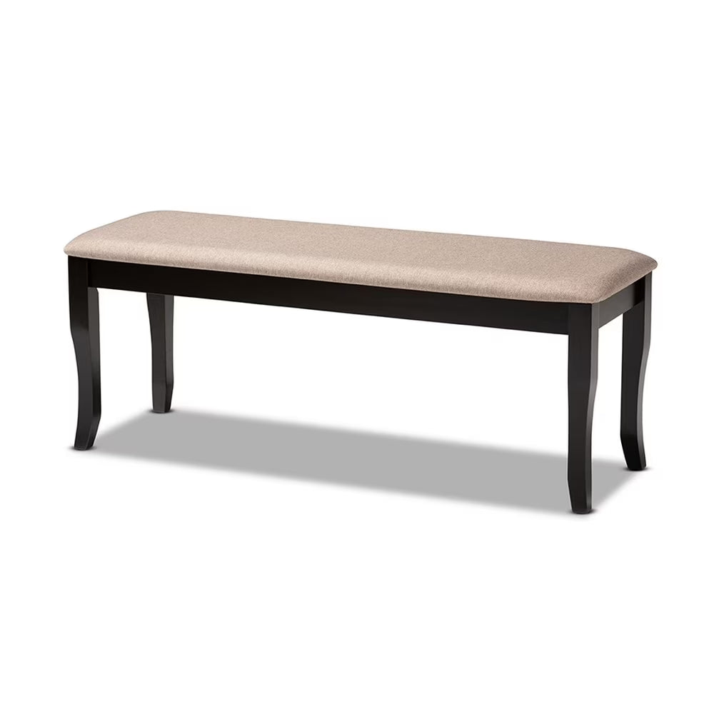 Sand Fabric Upholstered Wood Dining Bench R1456