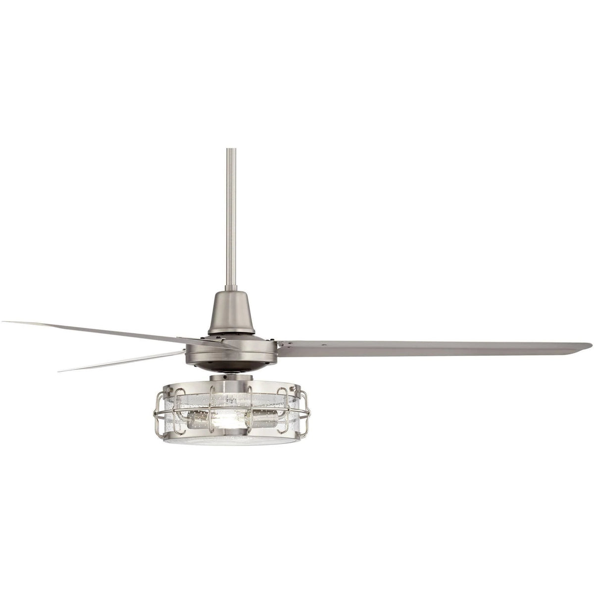 Industrial Ceiling Fan with Light Kit LED Remote Brushed Nickel I67934