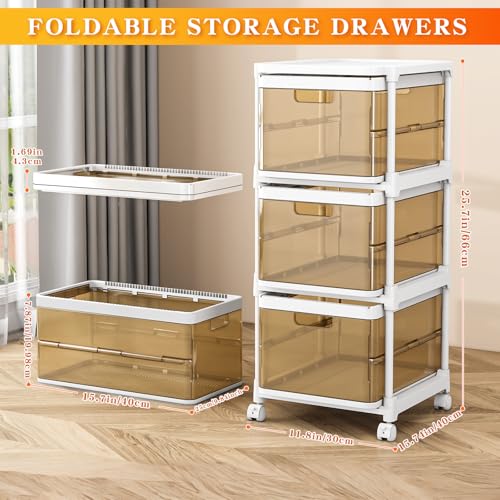 3 Drawer Plastic Storage Organizer with Wheels H3201