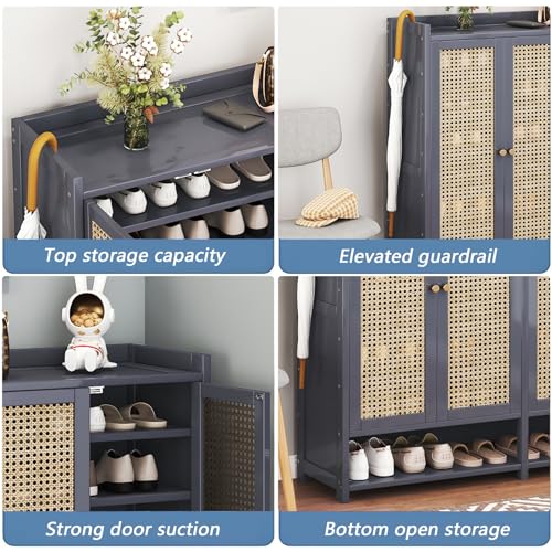 Bamboo 8 Tier Shoe Storage Cabinet with Doors and Drawers P116