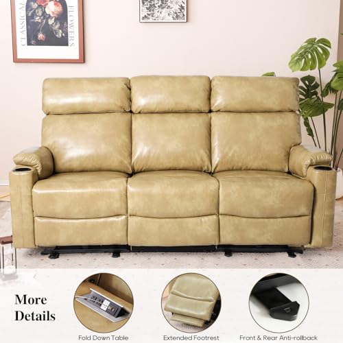 Brown Power Reclining 3-Seat Sofa with USB Ports and Cup Holders V66247