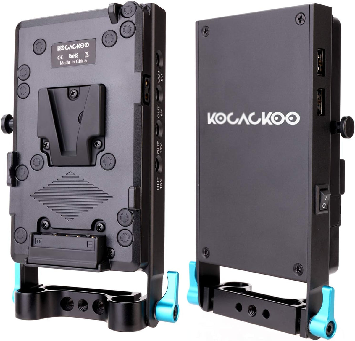 V-Mount Lock Battery Plate Power Supply Splitter Adapter with 15mm Rod Clamp E705426