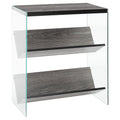 27.75x22 Weathered Gray Glass Bookcase I3811