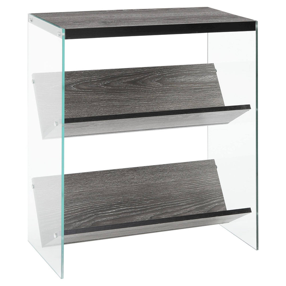 27.75x22 Weathered Gray Glass Bookcase I3811