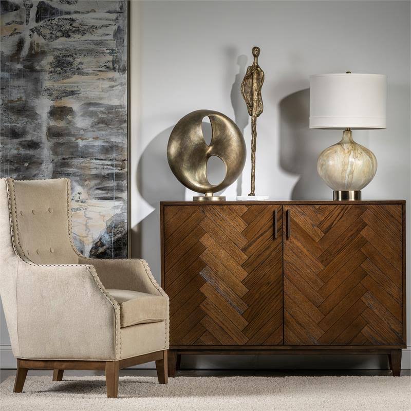 2 Door Oak Chevron Cabinet F20494