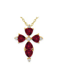 14K White Gold Lab-Created Ruby Cross Pendant Necklace with Lab-Grown Diamonds R685