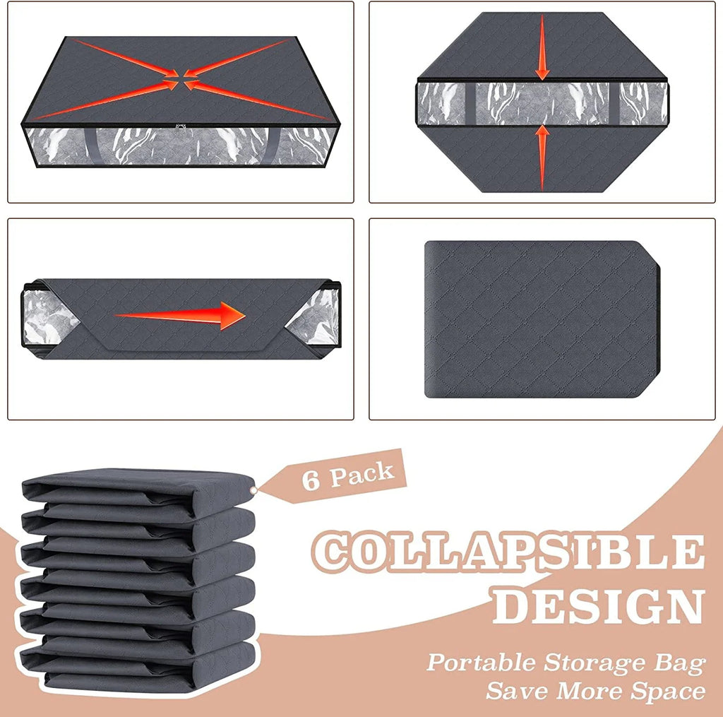 90L 3 Pack Grey Foldable Storage Bins with Durable Handles I421496