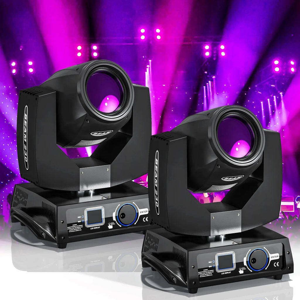 2 Pack 230W Beam Moving Head Light 8 Prisms 17 Gobos RGBW LED DJ Lighting 16CH DMX Control N3376