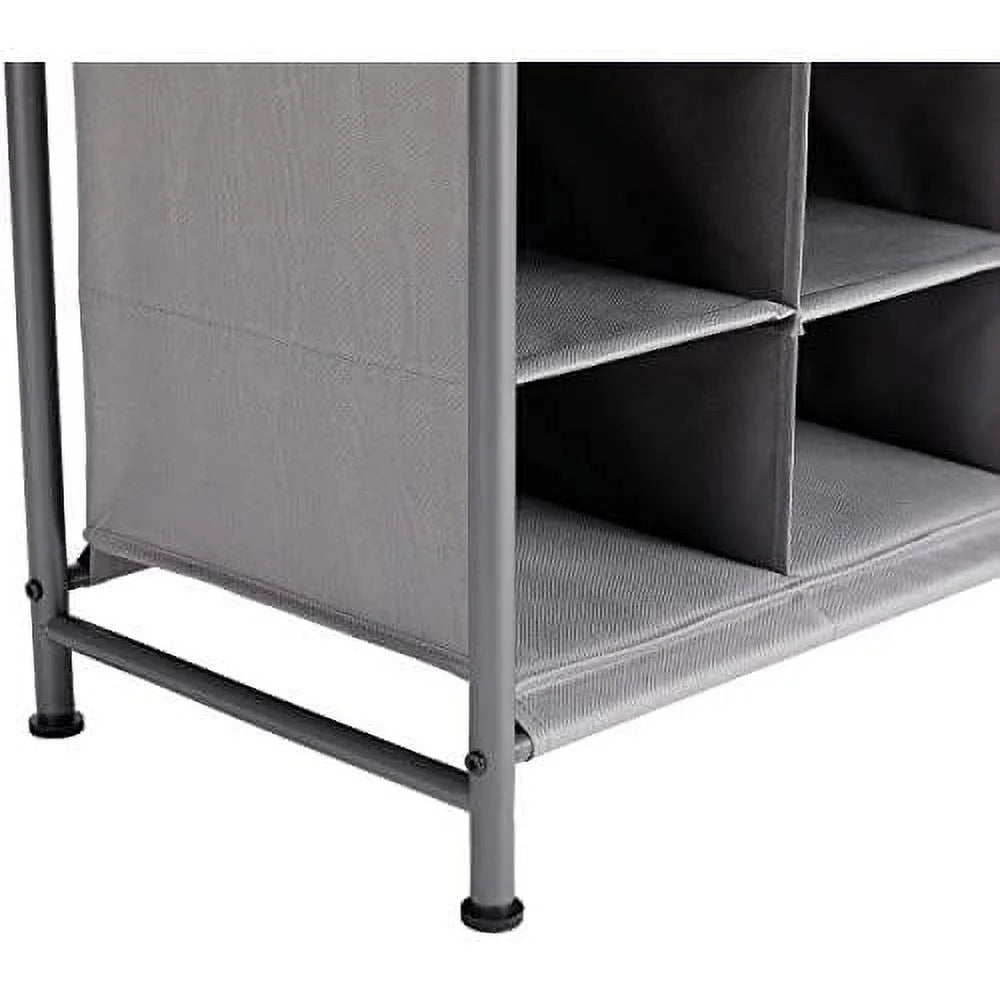 Grey 16 Cubby Shoe Rack Organizer with 4 Drawers B594