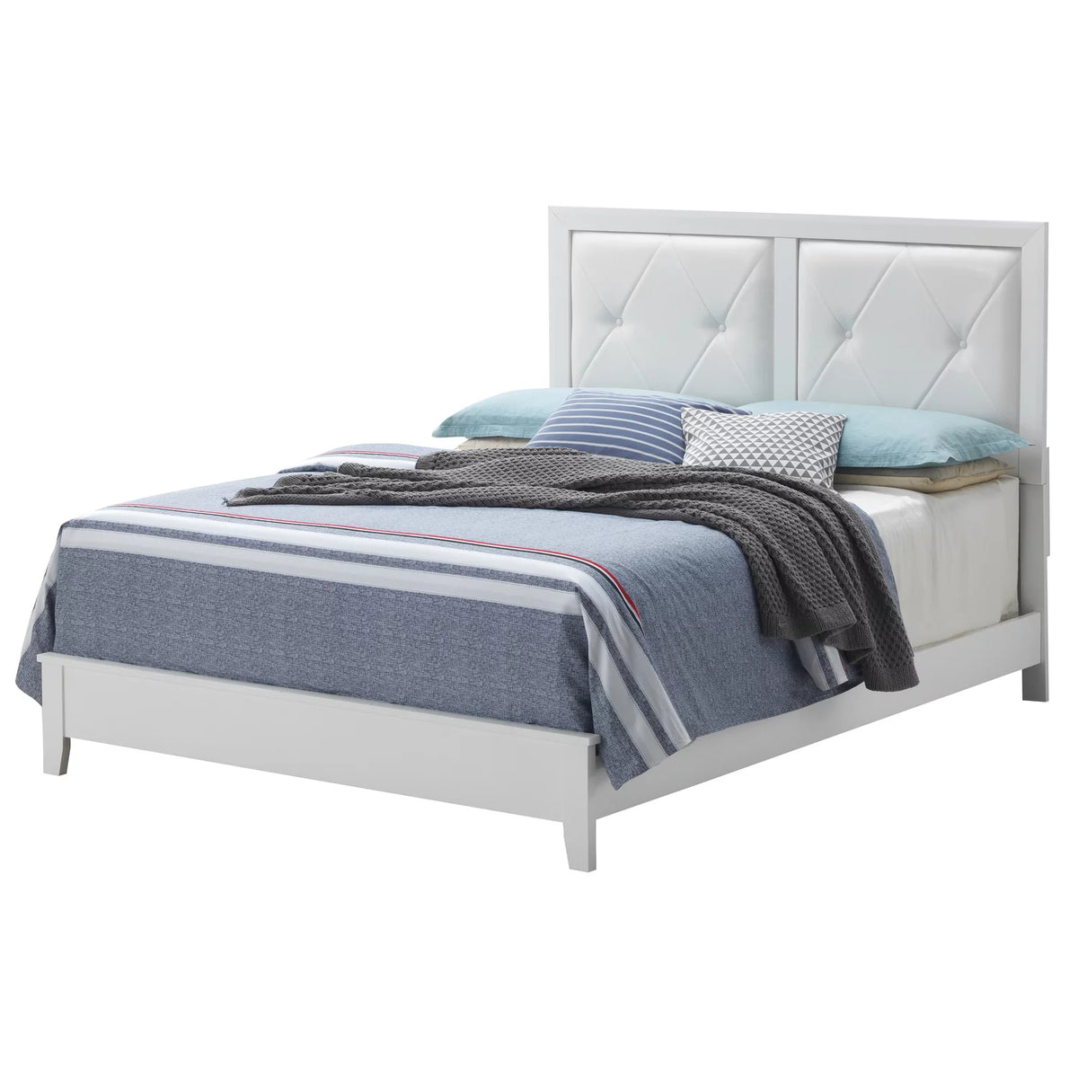Queen Panel Bed in White P95024