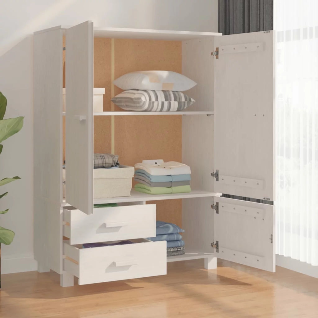 Pine Wood Wardrobe with Doors and Drawers W95586
