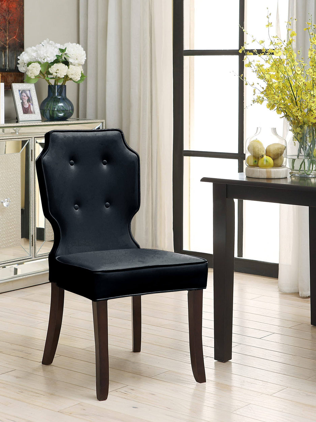 Tufted Dining Side Chair Set of 2 Black I913
