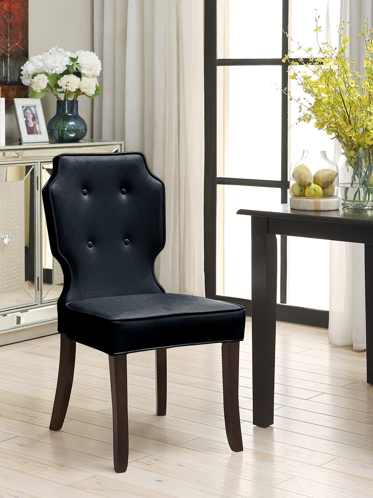 Tufted Dining Side Chair Set of 2 Black I913