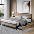 King 4 Drawer Gray Metal Platform Bed with Headboard J638371