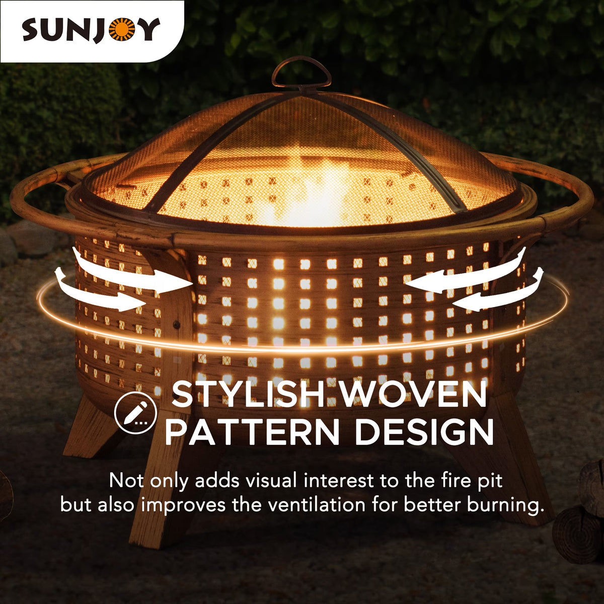 30 in. Round Steel Wood-Burning Fire Pit with Spark Screen and Poker D991786