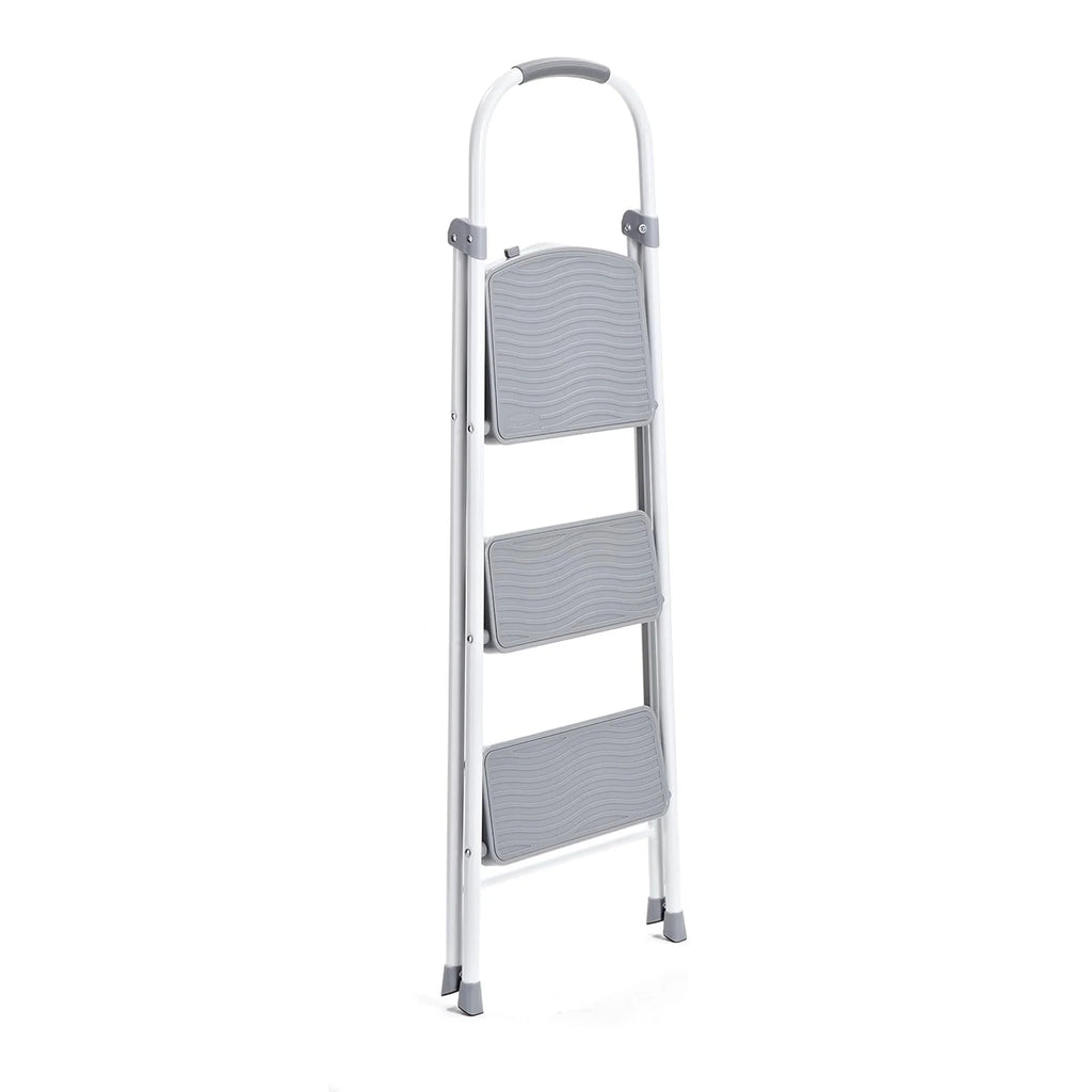 3 Step Folding Steel Step Stool, White F83174