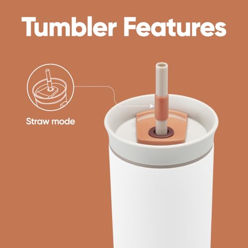 Stainless Steel Insulated Travel Tumbler with Lid and Straw, 24 oz U79986