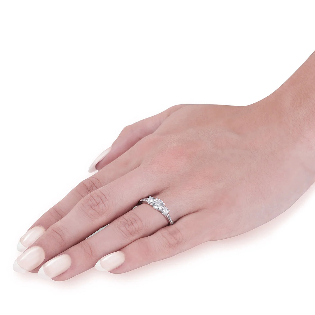 14k White Gold 3-Stone Lab Grown Diamond Engagement Ring U589