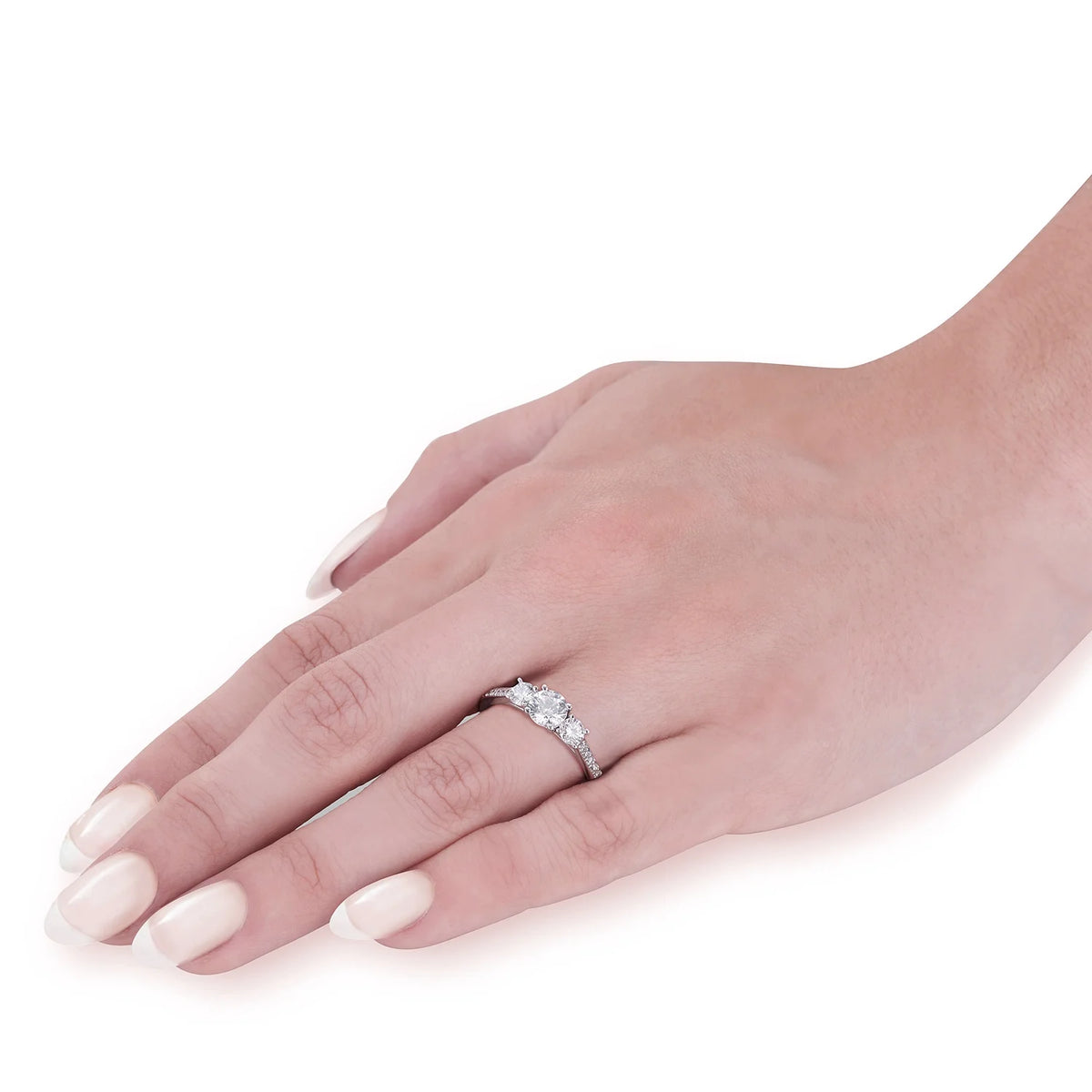 14k White Gold 3-Stone Lab Grown Diamond Engagement Ring U589