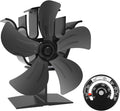 5-Blade Heat Powered Stove Fan with Stove Thermometer (Aluminium Gold, Large Size) Pack of 2 M8036