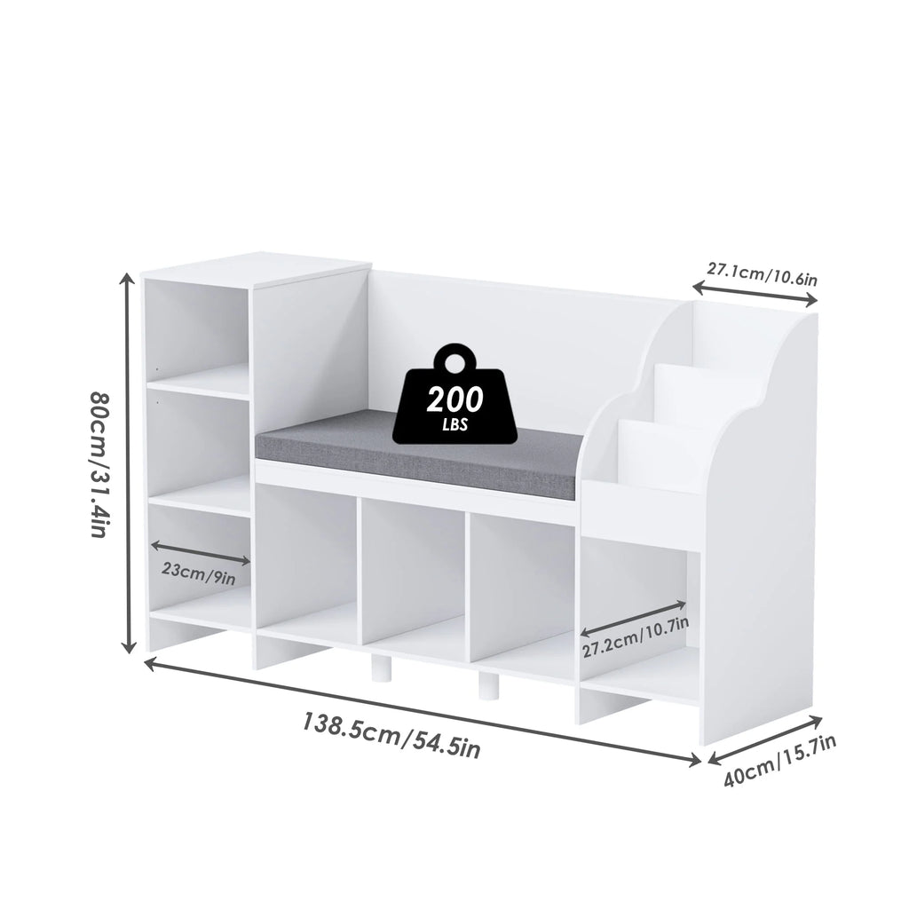 White Kids Bookshelf with Reading Nook F758
