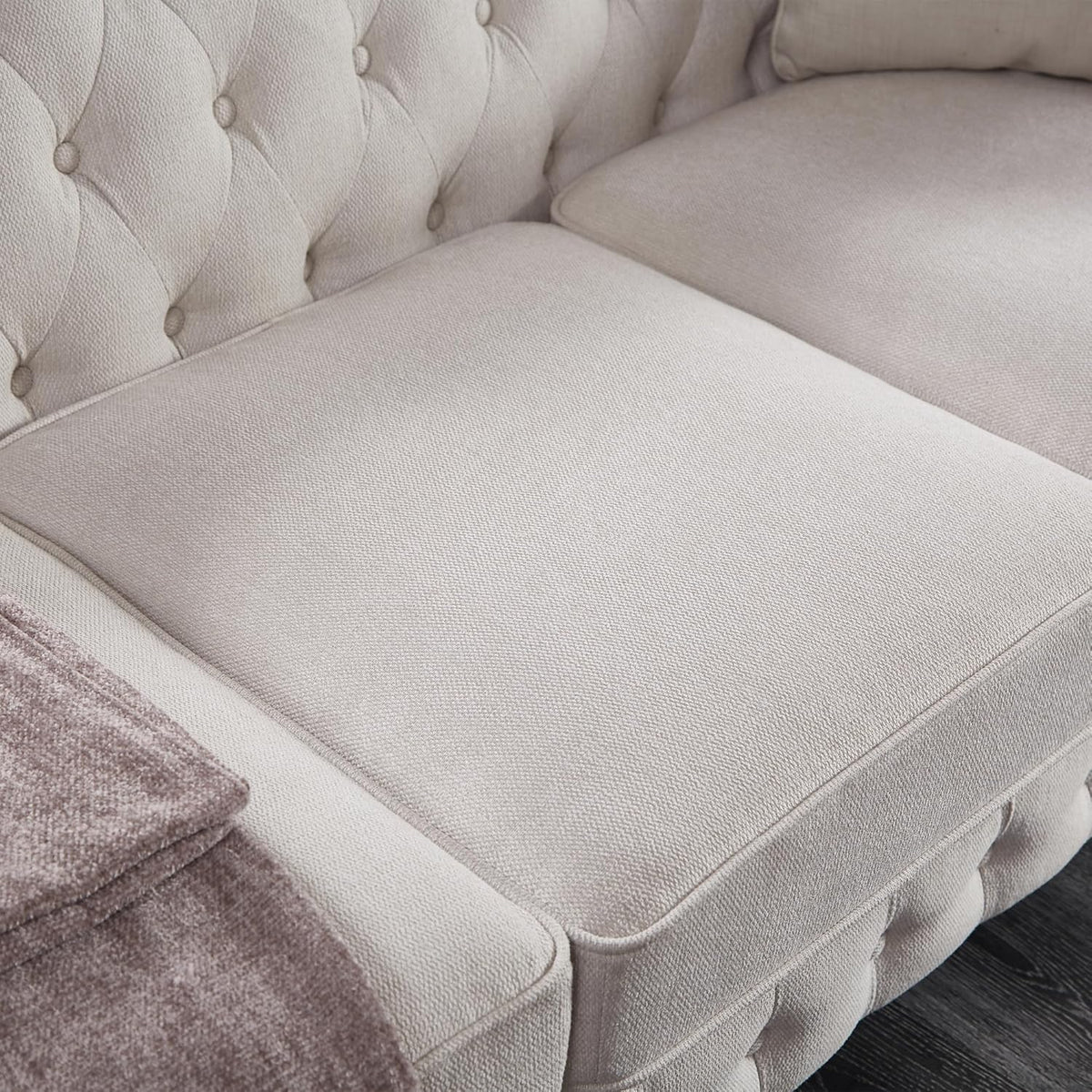 Beige Linen Chesterfield Sofa L23740