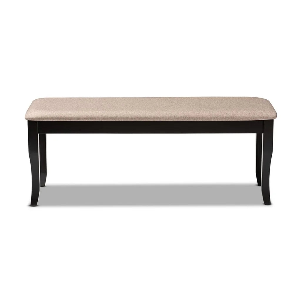 Sand Fabric Upholstered Wood Dining Bench R1456