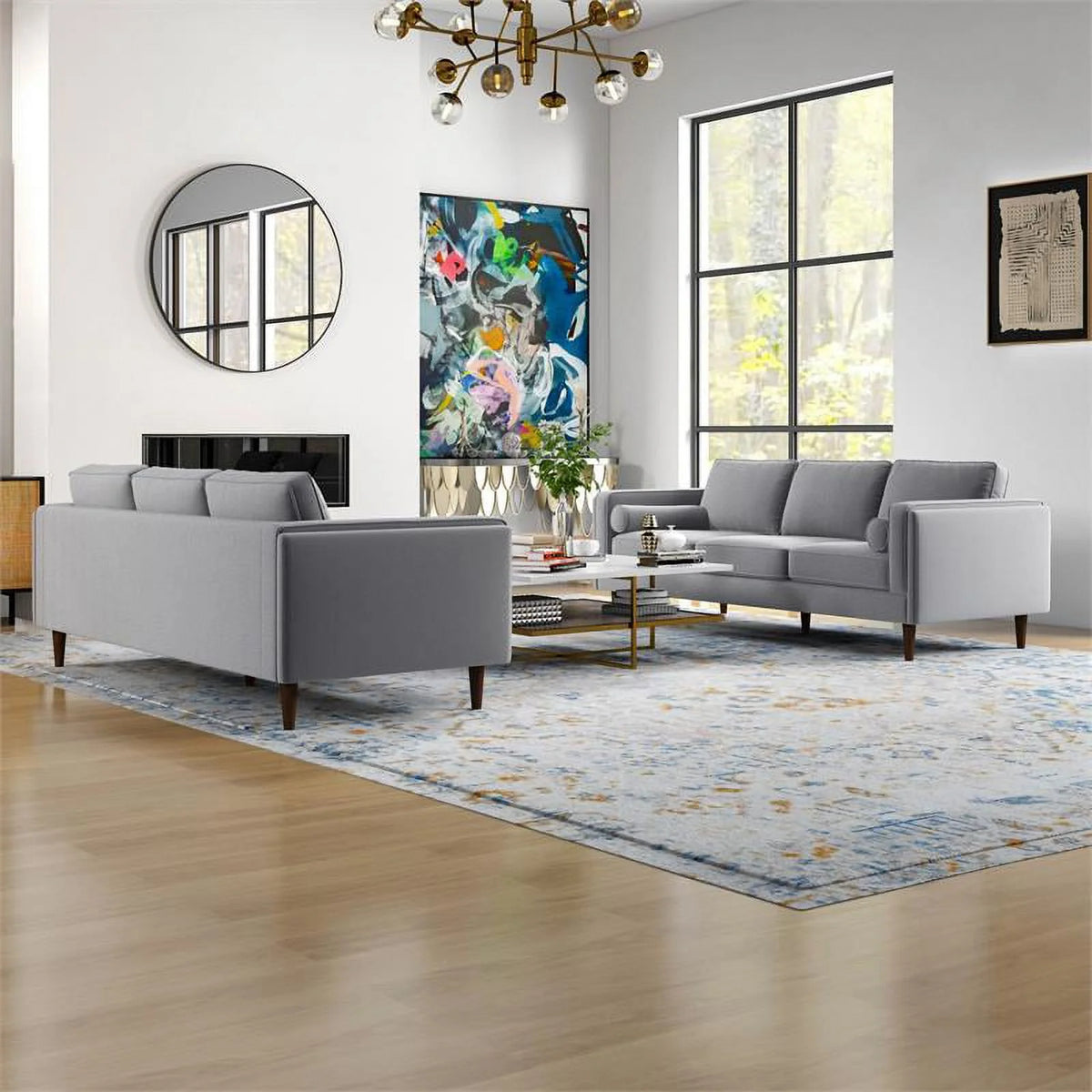 Dark Gray Velvet Sofa Set D462