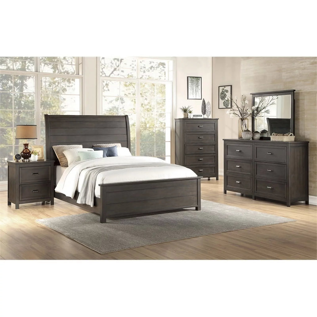 California King Sleigh Bed in Dark Cherry H4997