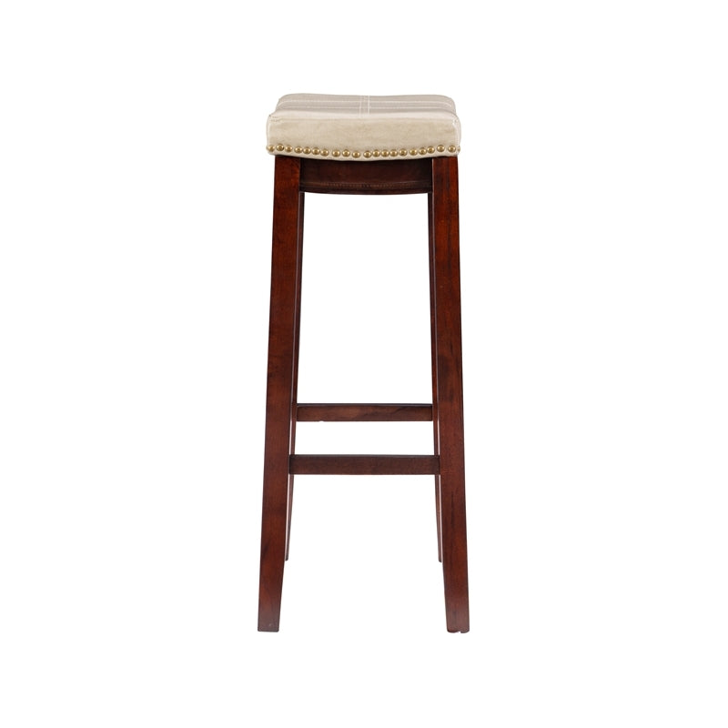 Beige Wood Faux Leather Bar Stool P29157