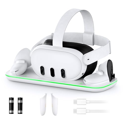 Charging Dock with LED Light and Controller Mount, 2 Rechargeable Batteries, White P64999