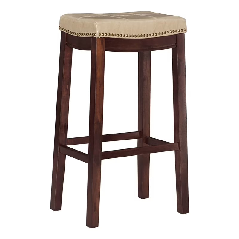 Beige Wood Faux Leather Bar Stool P29157