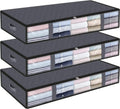 90L 3 Pack Grey Foldable Storage Bins with Durable Handles I421496