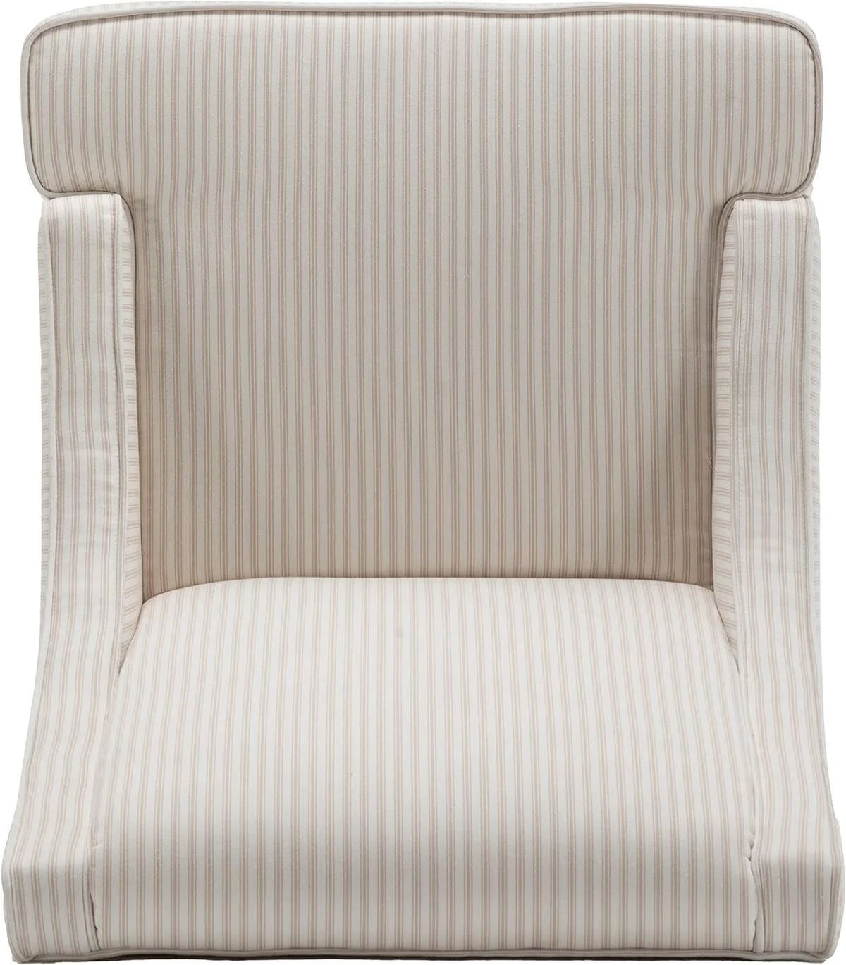 Cream and White Stripe Fabric Accent Chair with Wood Legs C2243