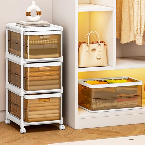 3 Drawer Plastic Storage Organizer with Wheels H3201