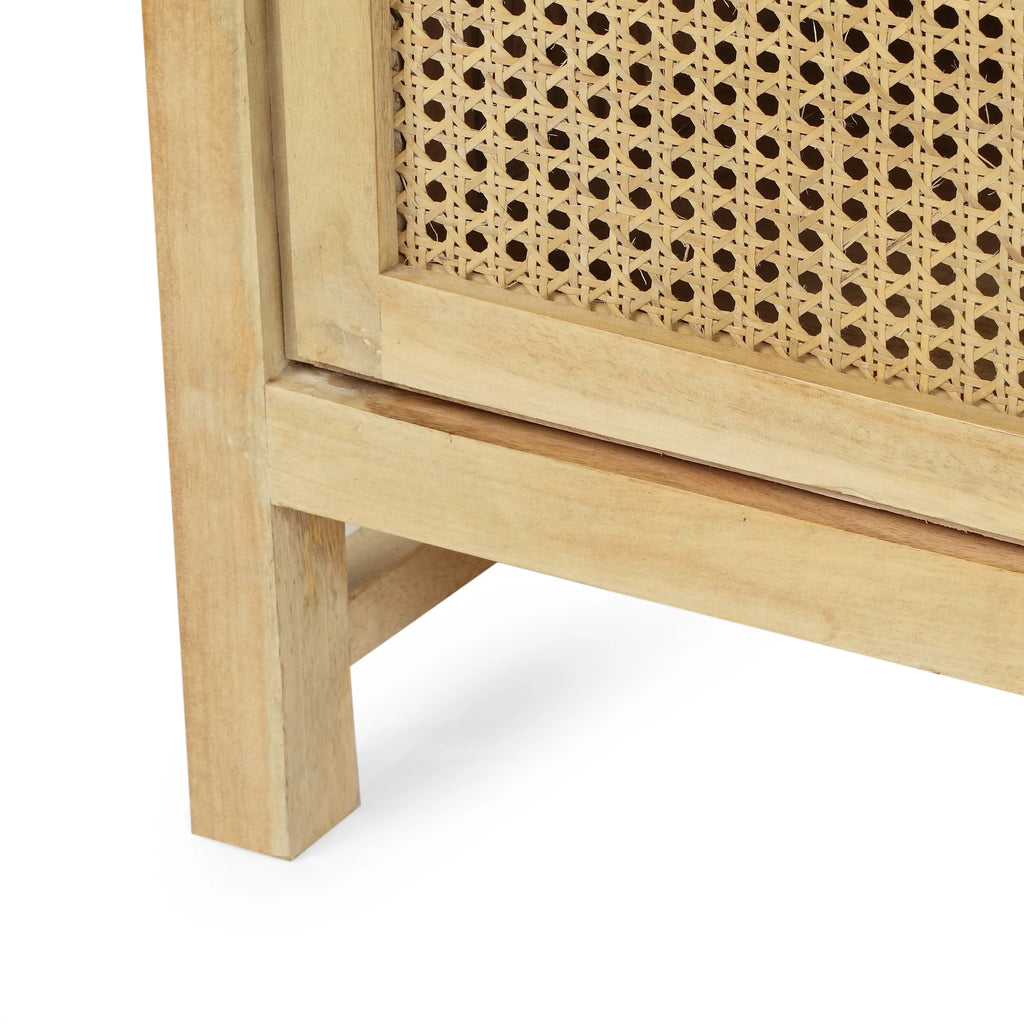 2 Door Mango Wood Cabinet with Wicker Caning S211847