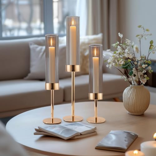 Black Glass Taper Candlestick Holders Set of 6 Q735328