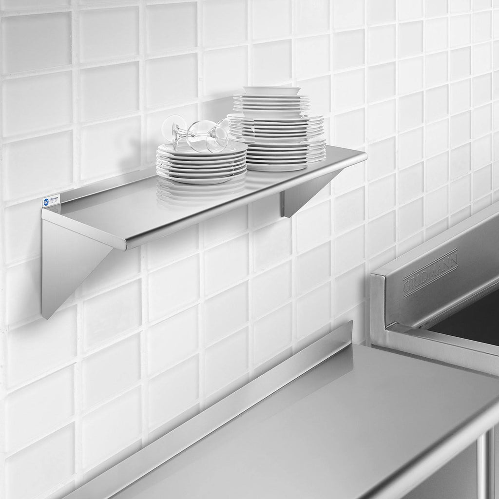 NSF Stainless Steel Kitchen Wall Mount Shelf with Backsplash E435