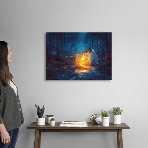 Jesus and Lamb Canvas Wall Art E310