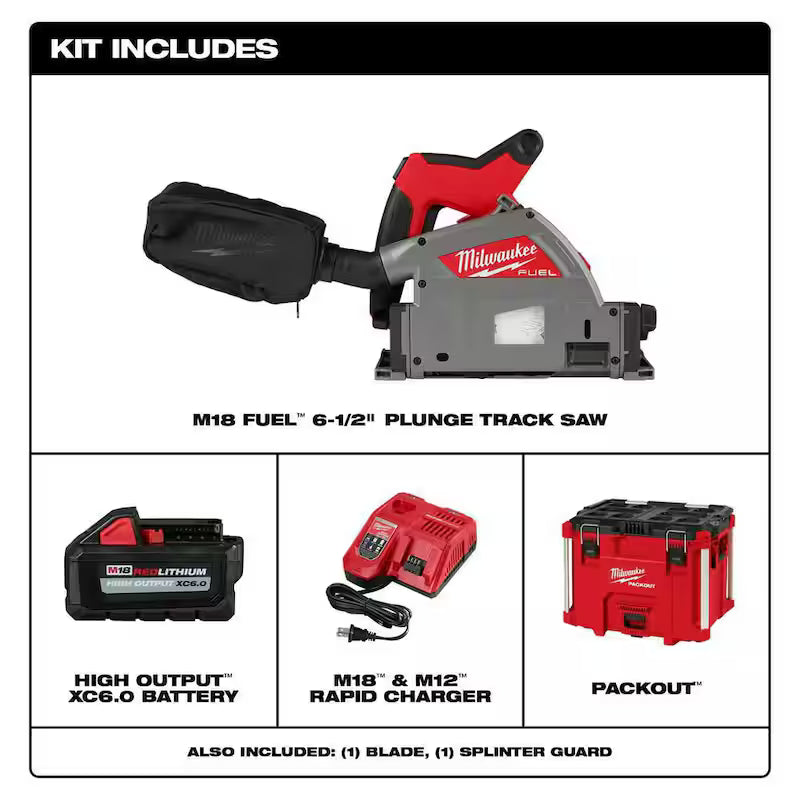 18V Brushless Cordless 6-1/2 in. Plunge Track Saw Kit with 55 in. Guide Rail W488014
