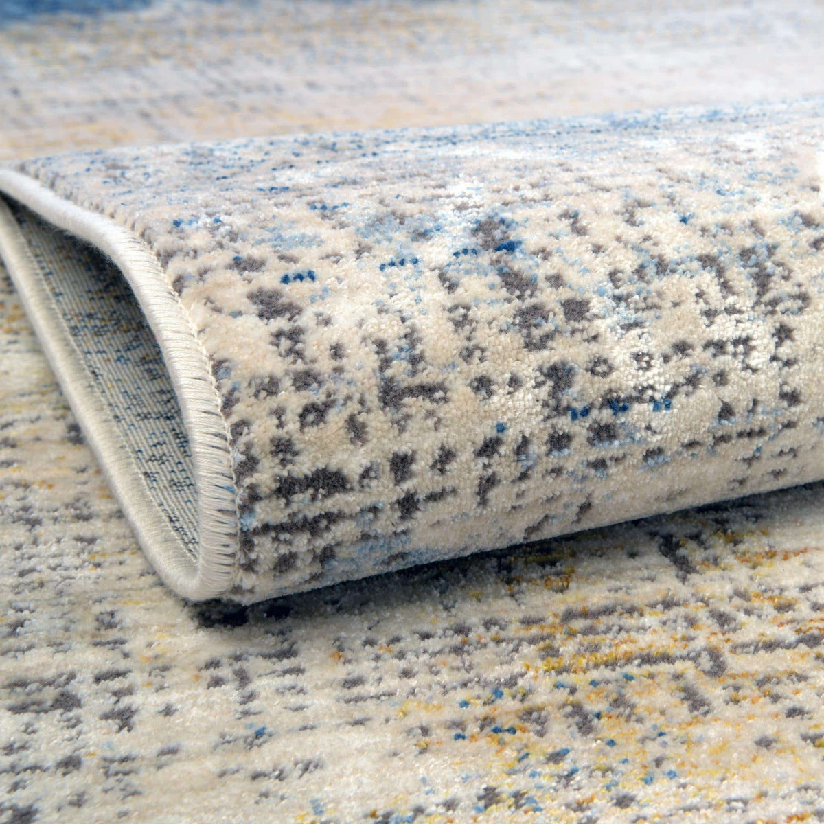 8 Ft Square Blue Ivory Medium Rug E752