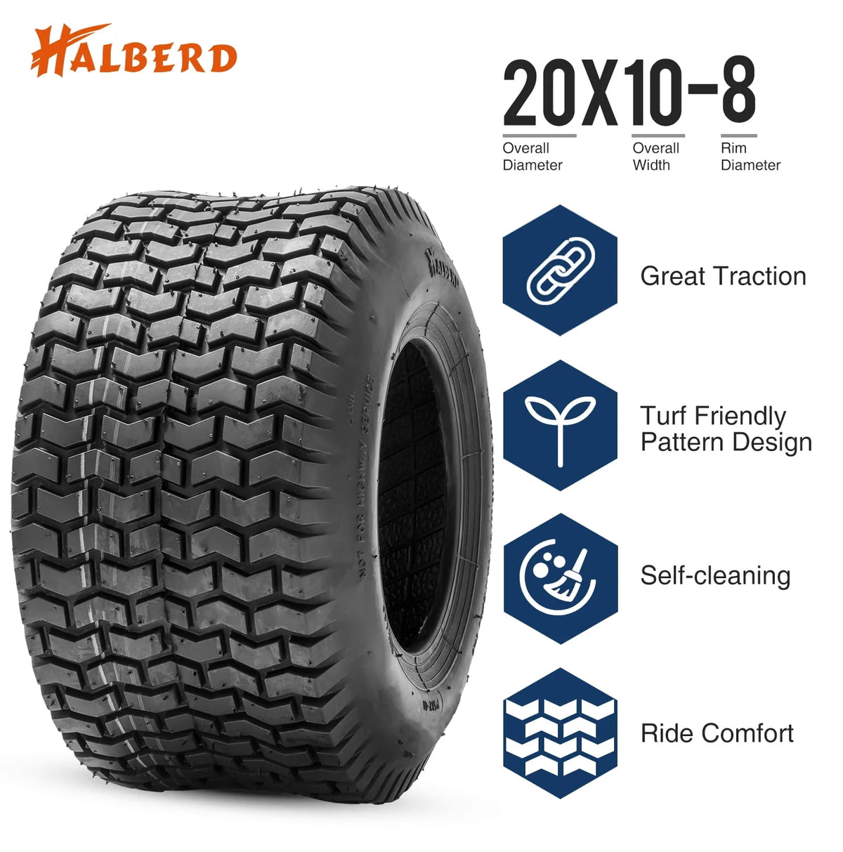 20x10.00-8 Lawn Mower Tires 4PR Heavy Duty Tubeless S9142