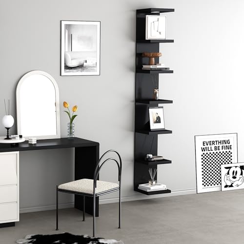 7 Tier Black Wall Shelf with LED Remote Control Light M452