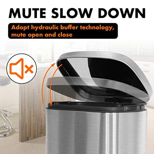 60 Liter Stainless Steel Step Trash Can with Inner Buckets and Hinged Lids G138
