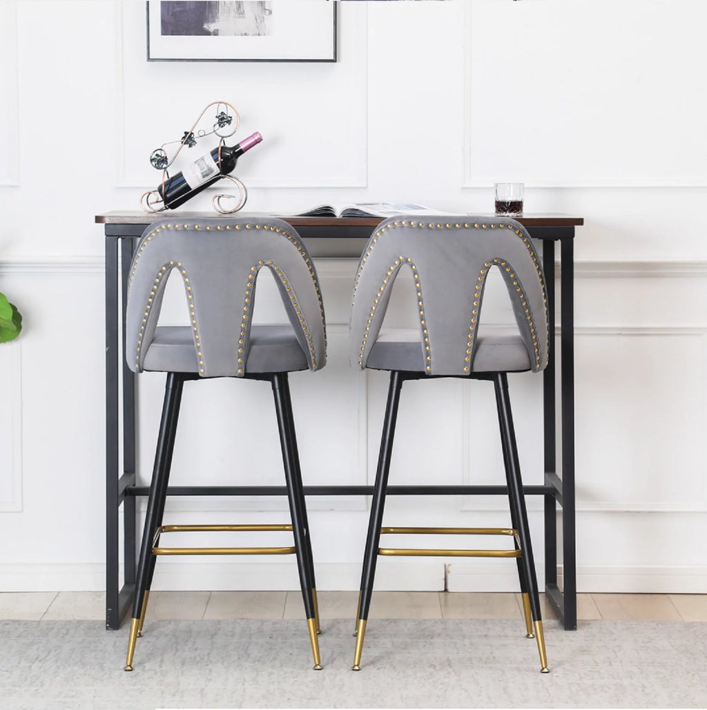 Velvet Upholstered Bar Stools with Back 30 inch Seat Height Set of 4 K105320