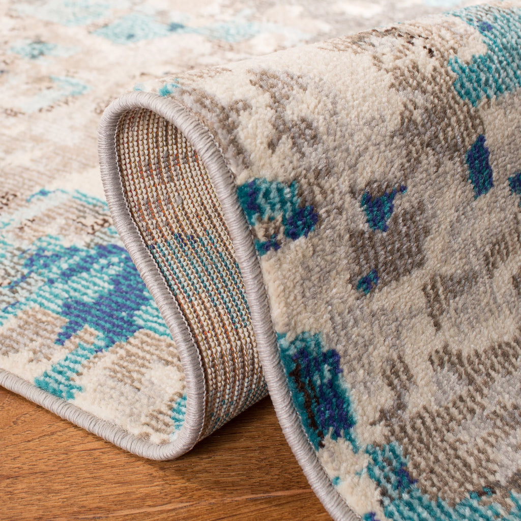 Grey/Blue Abstract Polka Dots Area Rug, 9' x 12' S2115