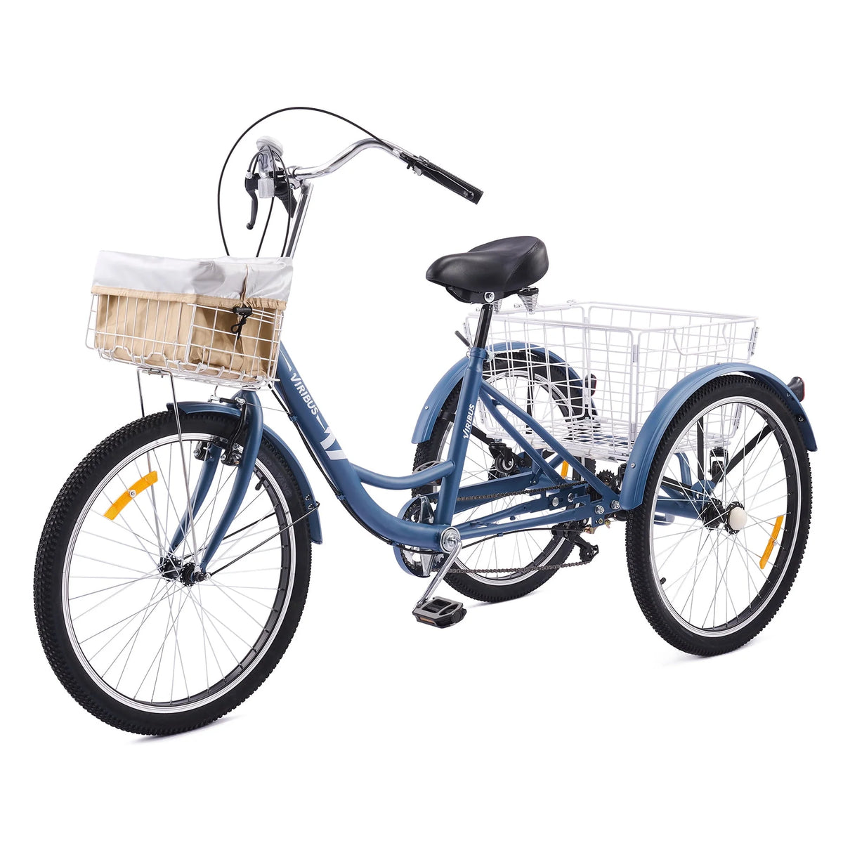 24 Inch 7 Speed Adult Trike with 2 Baskets Matte Gray J388739